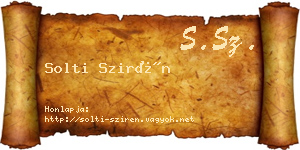 Solti Szirén névjegykártya